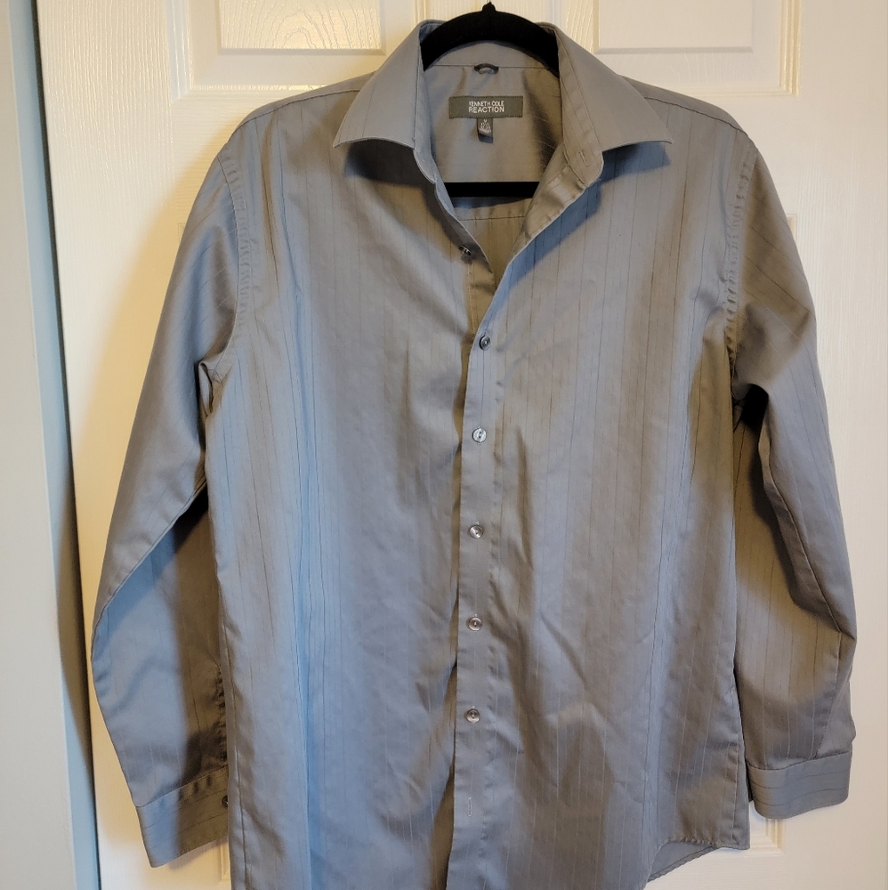 Kenneth Cole Reaction Mens Gray Dress Shirt